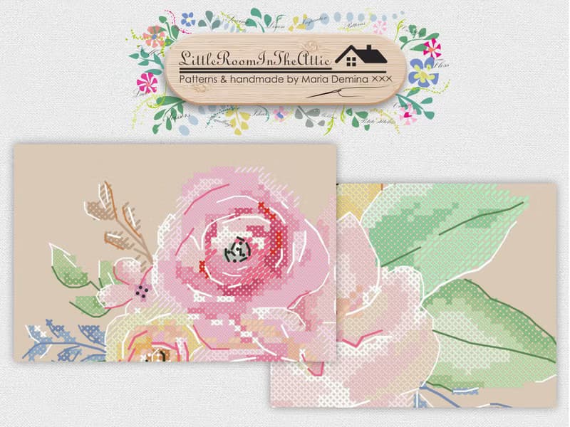 【數位】Colors Of Spring Watercolor Bouquet PDF cross stitch pattern