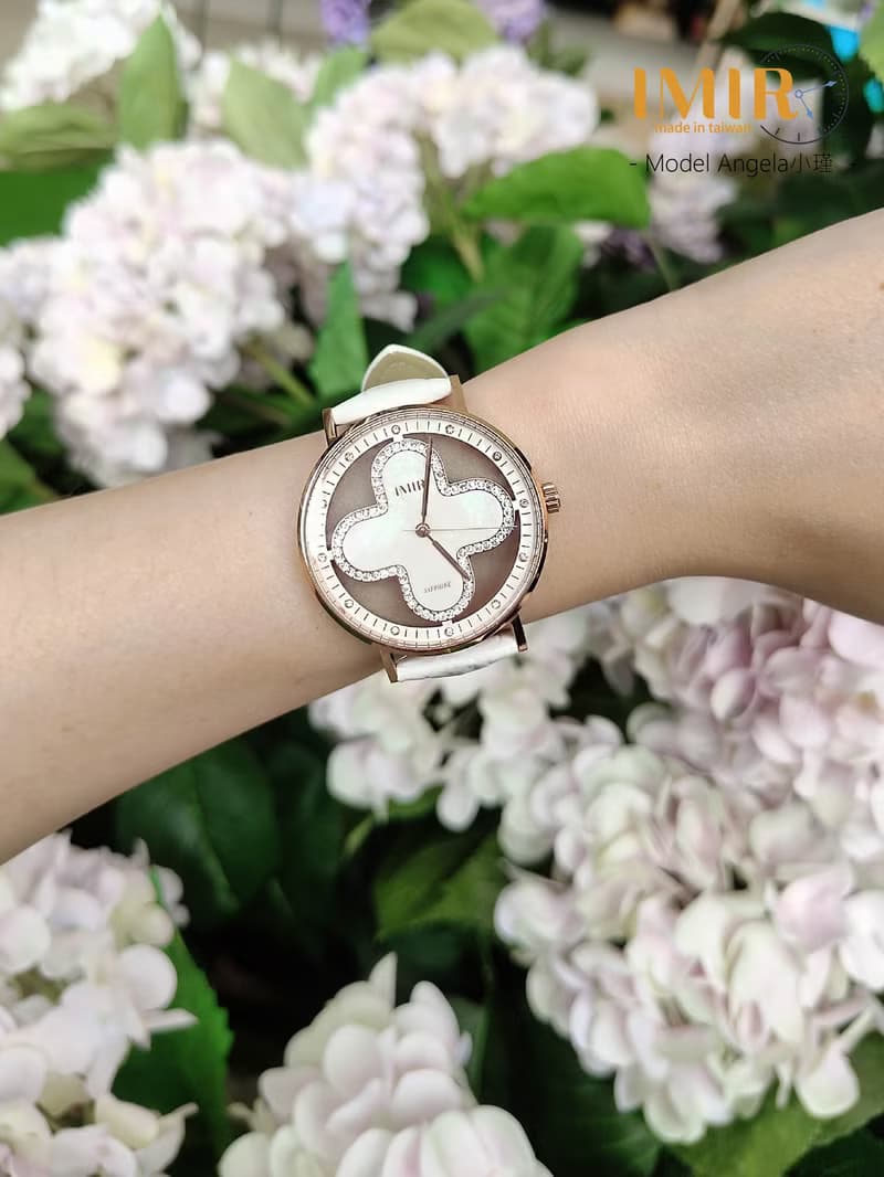 IMIR 璀璨 | 白珍珠貝 玫瑰金殼 皮錶帶