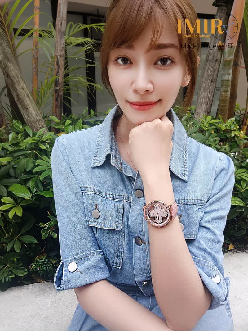 IMIR 璀璨 | 白珍珠貝 玫瑰金殼 皮錶帶