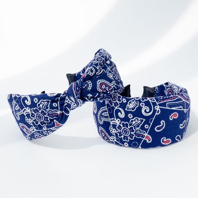 navy paisley bandana hairband handmade headband