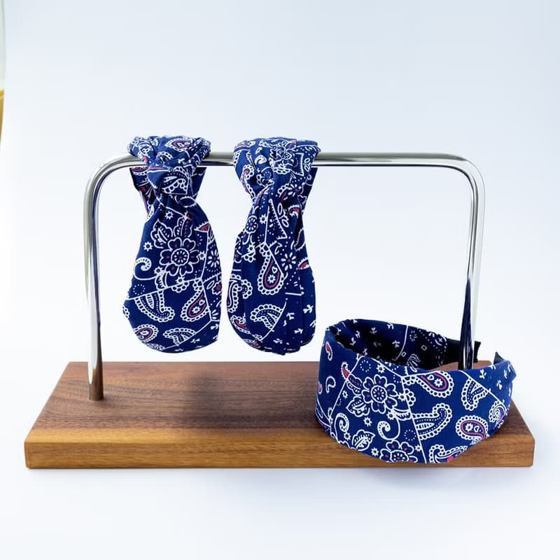 navy paisley bandana hairband handmade headband
