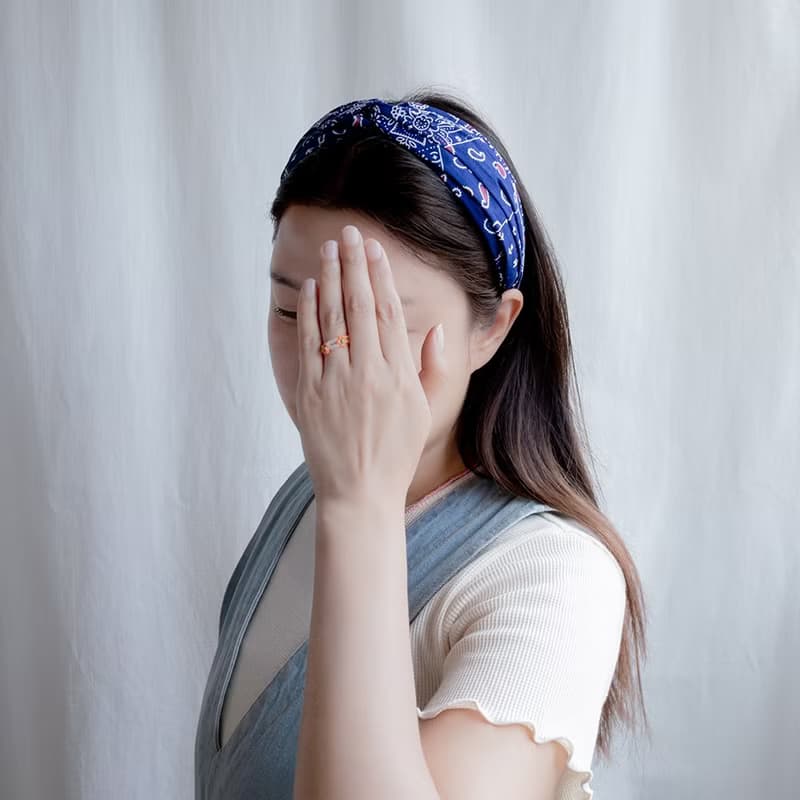 navy paisley bandana hairband handmade headband