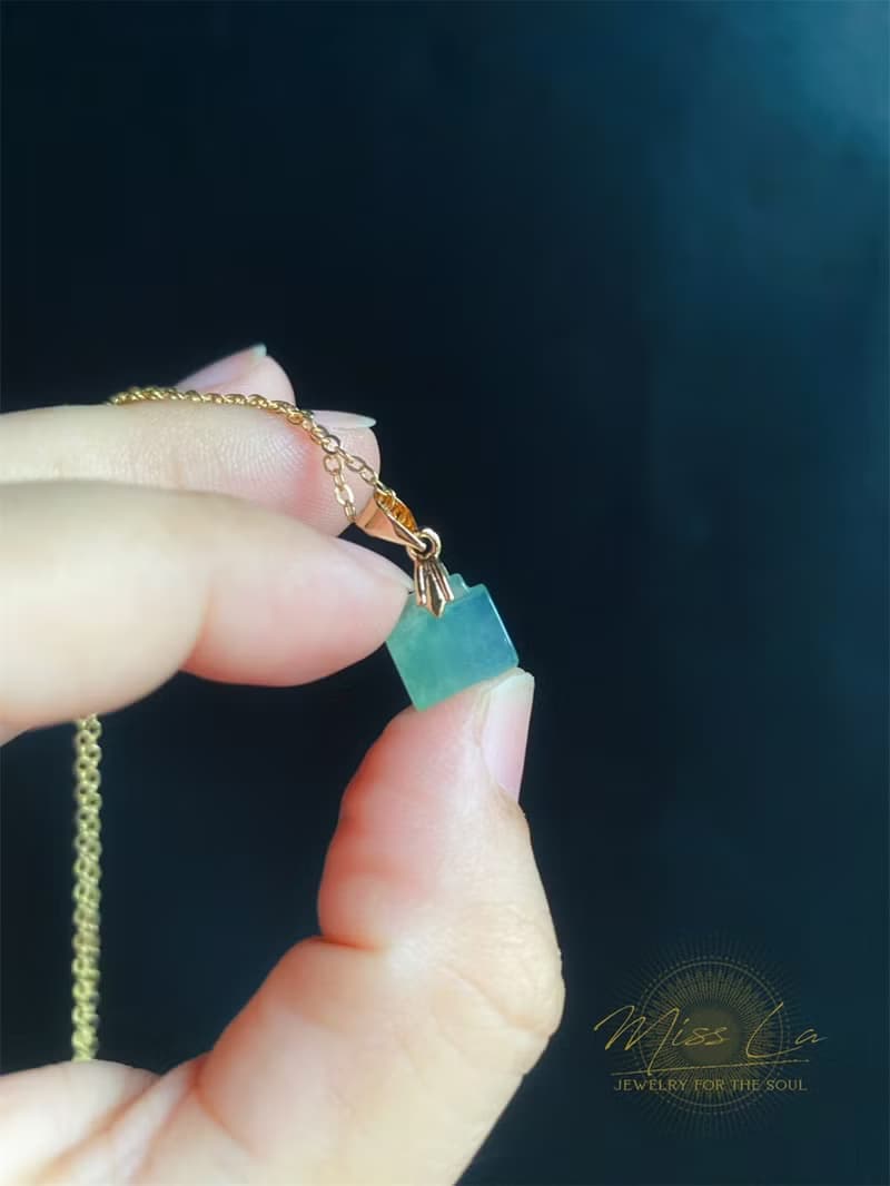 天然緬甸玉翡翠 冰種 長命百歲 長命鎖 禮物 項鍊 滿月禮 彌月禮