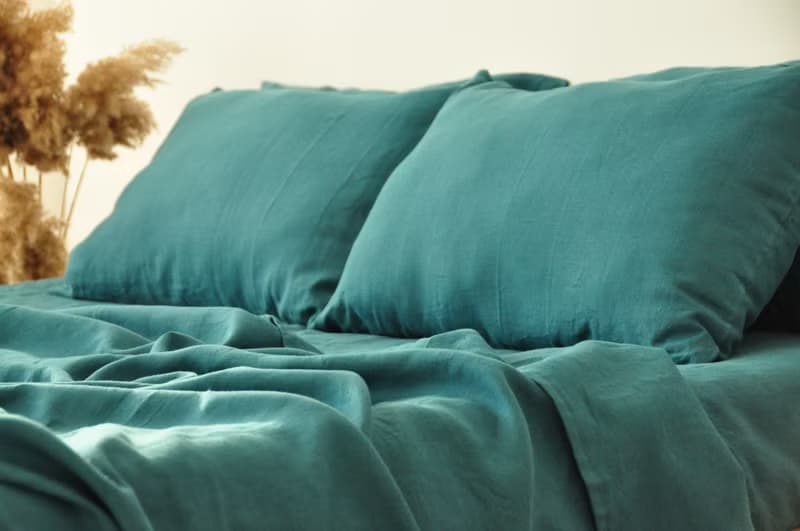 Teal linen flat sheet / Linen bedsheet / Softened stonewashed linen sheet
