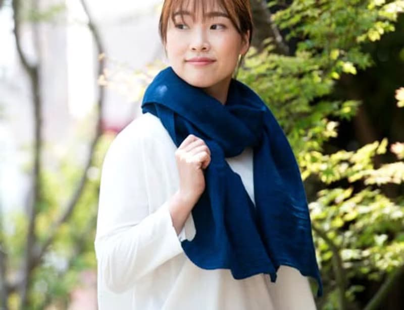 OrganicCotton3重ガーゼ　藍染3重ガーゼマフラー