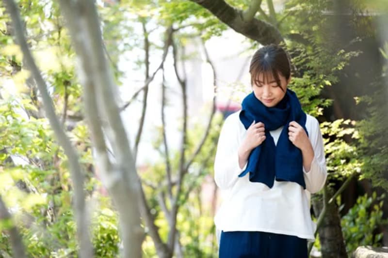 OrganicCotton3重ガーゼ　藍染3重ガーゼマフラー