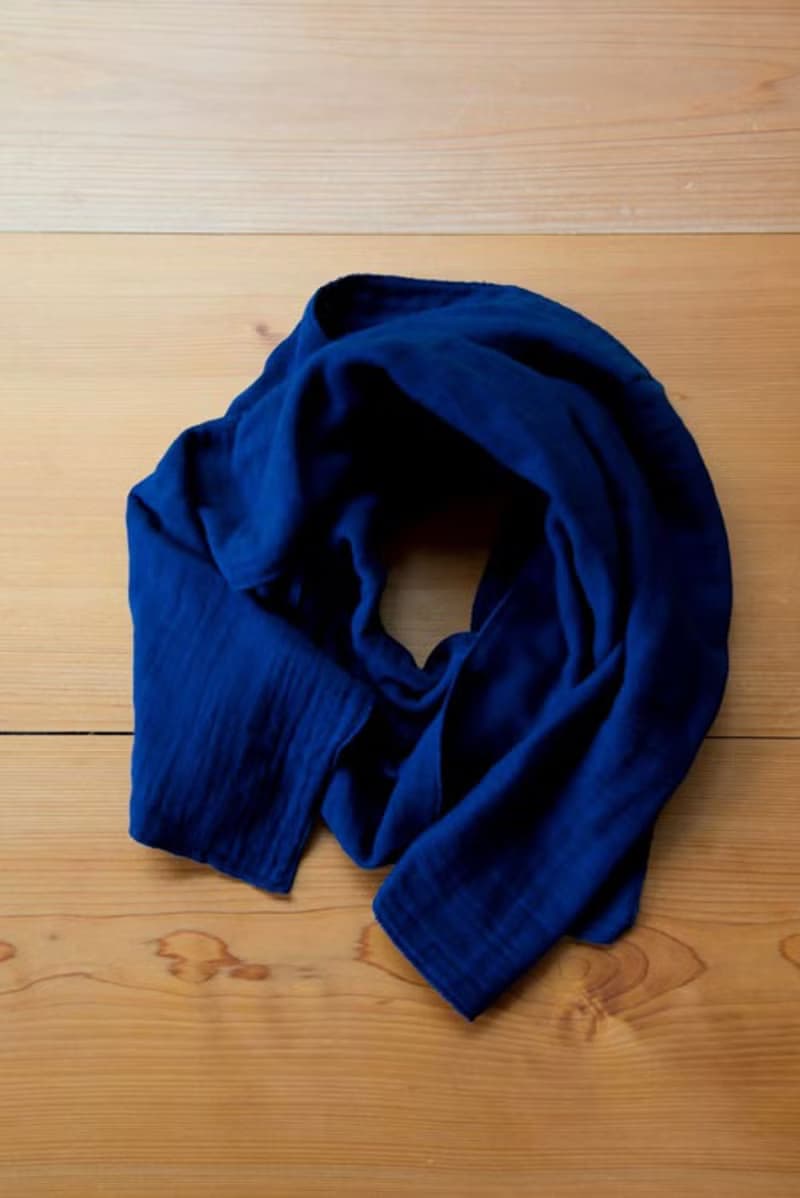 OrganicCotton3重ガーゼ　藍染3重ガーゼマフラー
