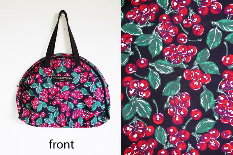 90s SONIA RYKIEL SACS Oversized Red Cherry Printed Semi Circle Tote bag
