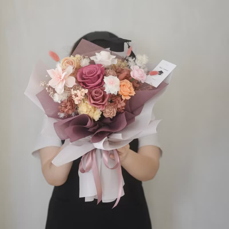 /畢業花束E款 粉色/畢業花束 情人節 教師節 七夕 玫瑰 永生花束