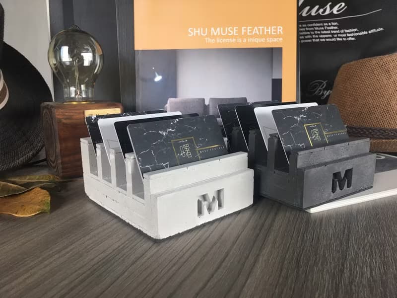 曙MUSE M字多層水泥名片架 手機架 辦公室 擴香石 手作 創意