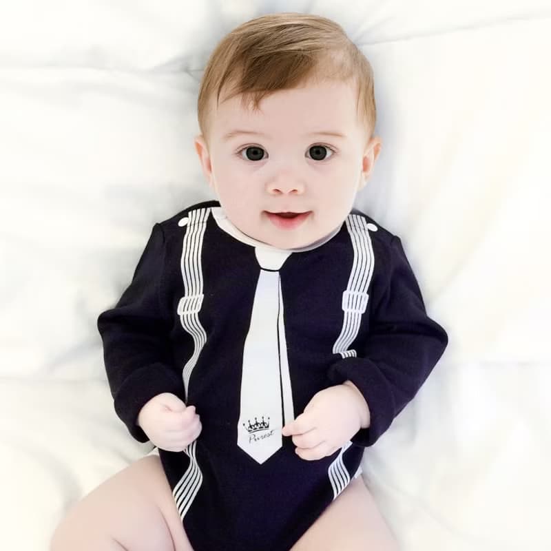 PUREST 領帶小紳士 長袖 寶寶彌月禮盒組 嬰兒 新生兒 送禮推薦