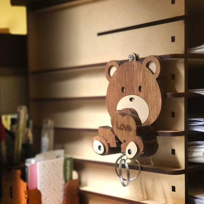 【手作DIY】鑰匙圈 熊熊情侶吊飾 鑰匙收納架 婚禮小物情人節