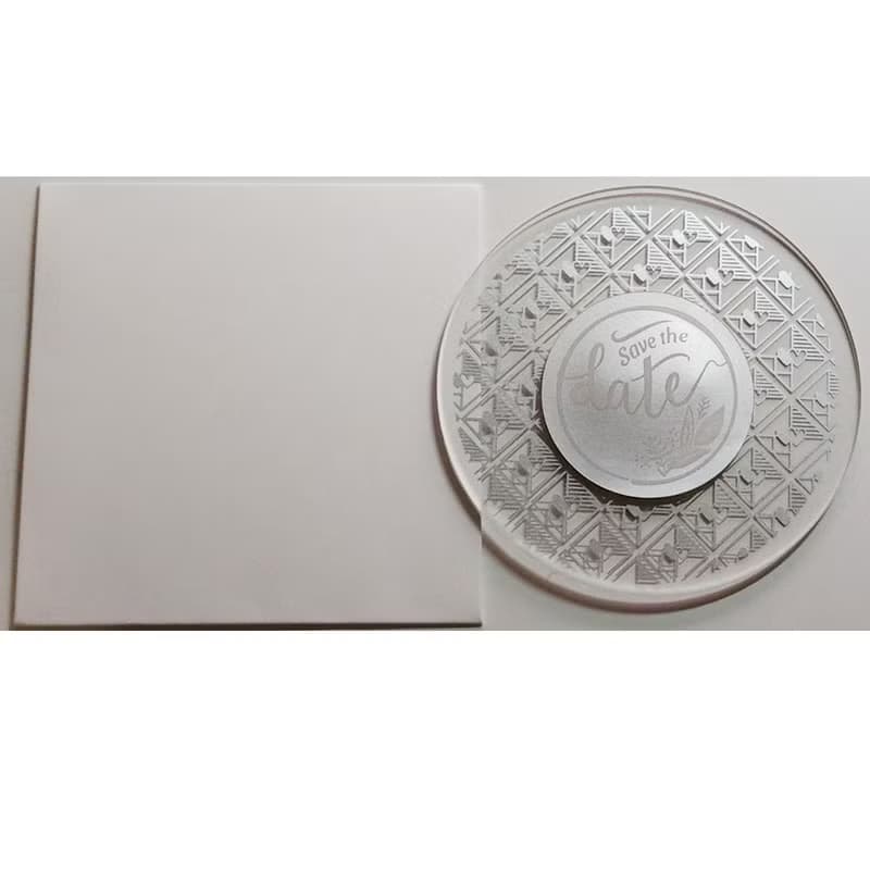 壓克力 LED 婚禮邀請卡 圓形橘色Save the date樹葉 含紙信封