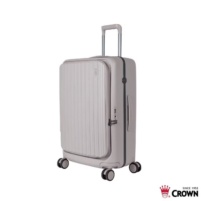 【CROWN】26吋 BOXY 前開框架拉桿箱 託運箱  燕麥奶茶色