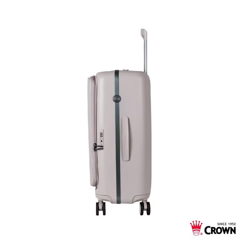 【CROWN】26吋 BOXY 前開框架拉桿箱 託運箱  燕麥奶茶色