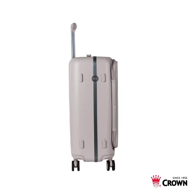 【CROWN】26吋 BOXY 前開框架拉桿箱 託運箱  燕麥奶茶色