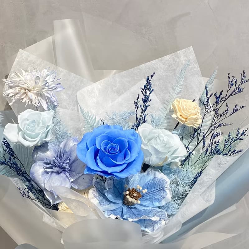 永生花束 七夕 情人節 靜謐藍