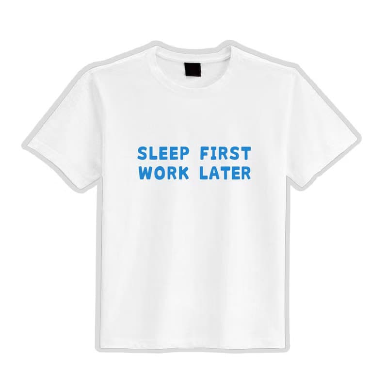 SLEEP FIRST WORK LATER 睡覺先 衣服 落肩 寬版 T恤 涼感衣 黑T
