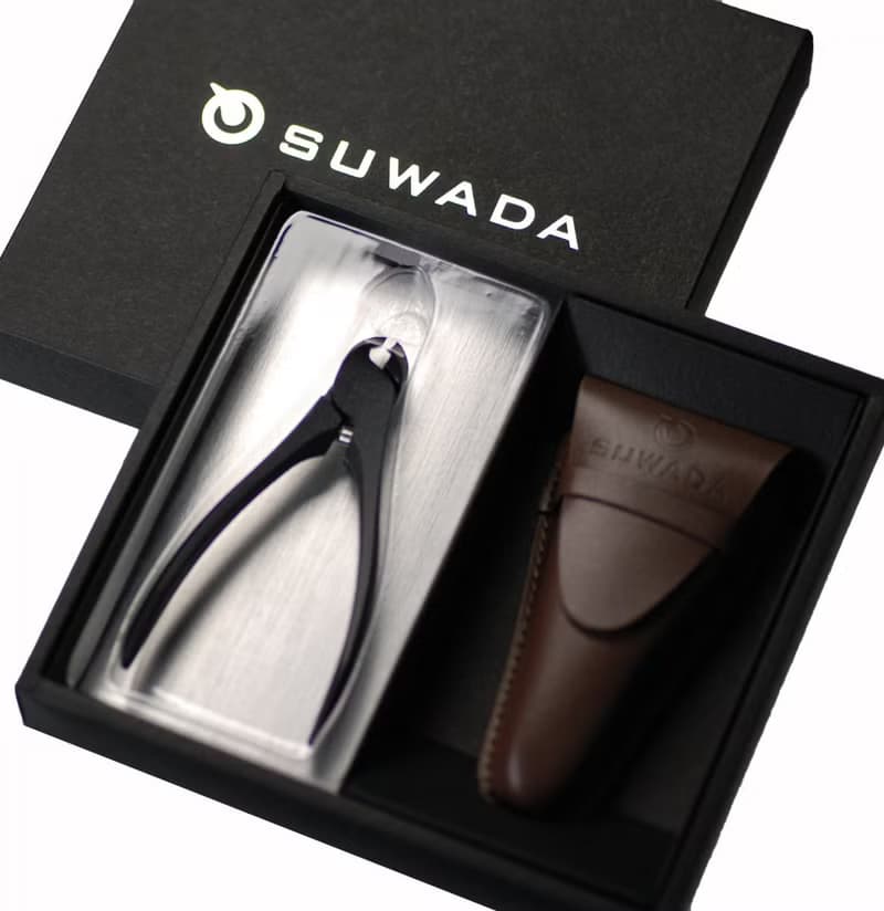 SUWADA日本職人指甲剪-黑鋼款S-真皮收納禮盒組