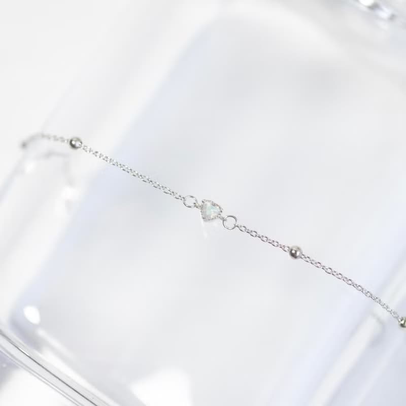 拉長石925純銀愛心蛋糕手鍊