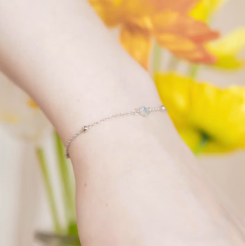 拉長石925純銀愛心蛋糕手鍊