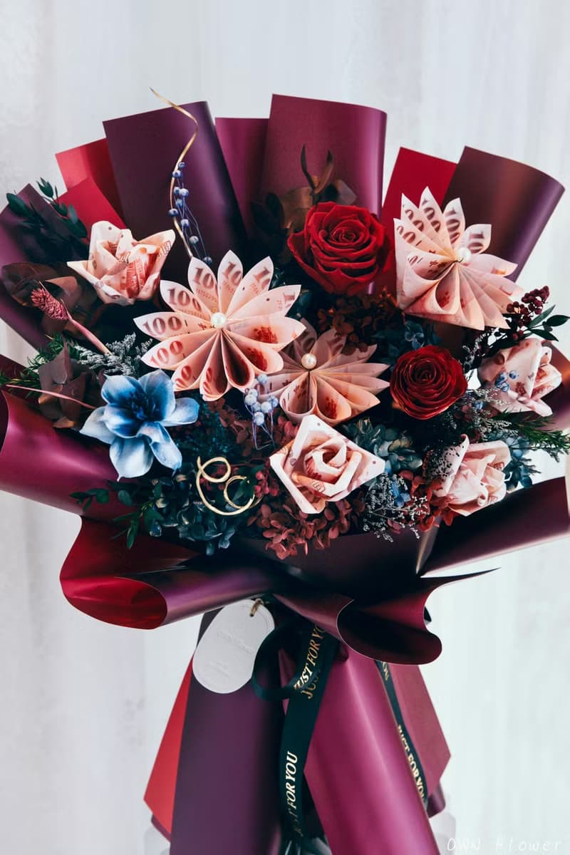 紅色花束/鈔票花束/有錢花/紙鈔花束/錢花束/生日禮物/情人節花束