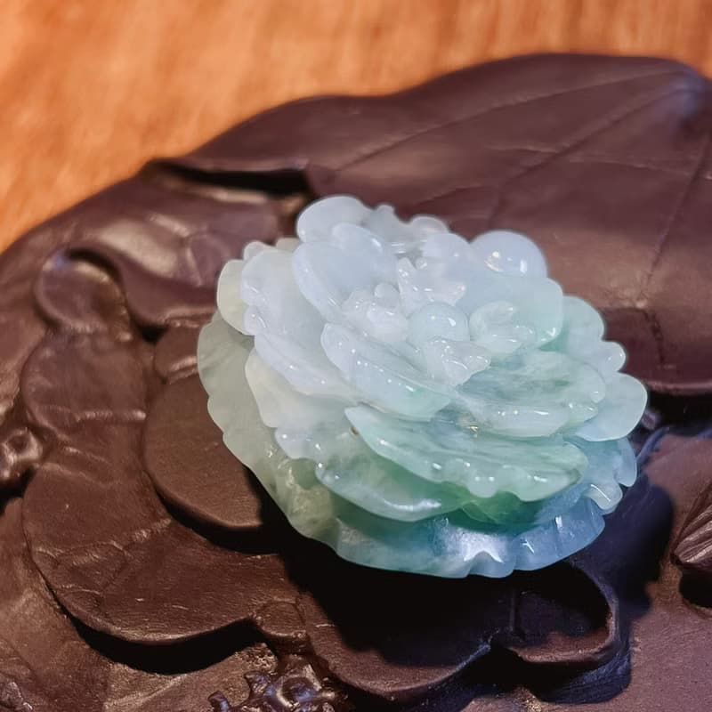 飄綠花翡翠牡丹花 | 天然緬甸A貨翡翠 | 送禮