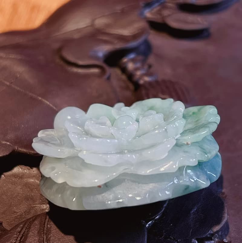 飄綠花翡翠牡丹花 | 天然緬甸A貨翡翠 | 送禮