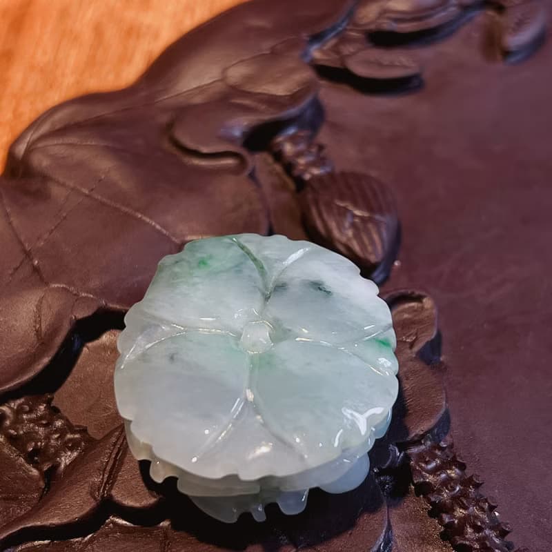 飄綠花翡翠牡丹花 | 天然緬甸A貨翡翠 | 送禮