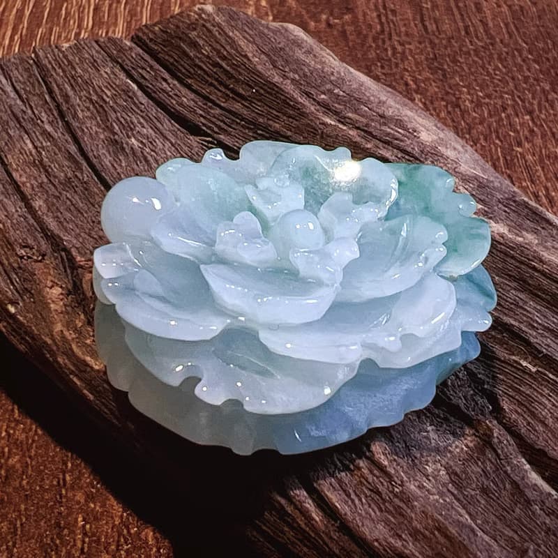 飄綠花翡翠牡丹花 | 天然緬甸A貨翡翠 | 送禮