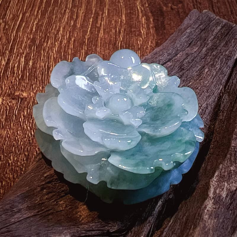 飄綠花翡翠牡丹花 | 天然緬甸A貨翡翠 | 送禮