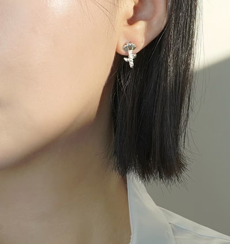 (925 Sterling Silver) Flower earrings