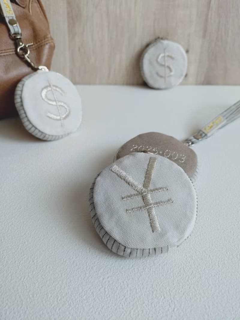 【FCC/錢幣零錢包】日幣款 裡布招財貓 銀色刺繡 日本帆布亞麻布