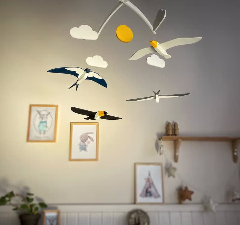 Call of nature * Expecting mom and baby shower gift 3D wooden birds baby mobile