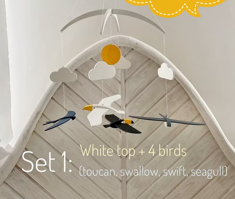 Call of nature * Expecting mom and baby shower gift 3D wooden birds baby mobile