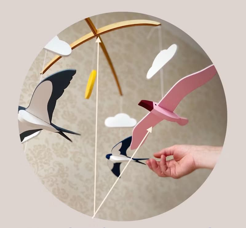 Call of nature * Expecting mom and baby shower gift 3D wooden birds baby mobile