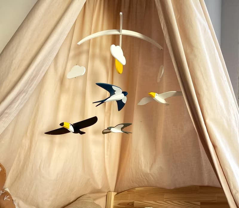 Call of nature * Expecting mom and baby shower gift 3D wooden birds baby mobile
