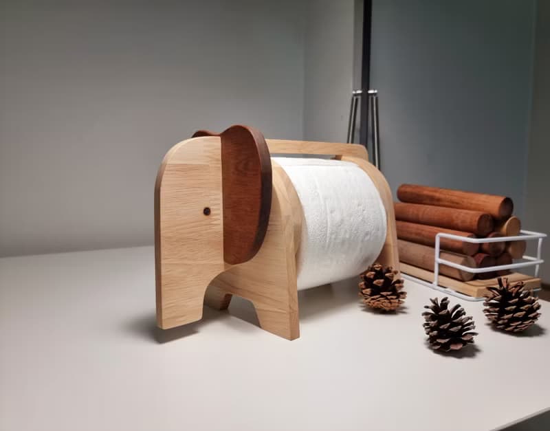 Wooden tissue paper holder elephant shape - woodwork from Chiang Mai