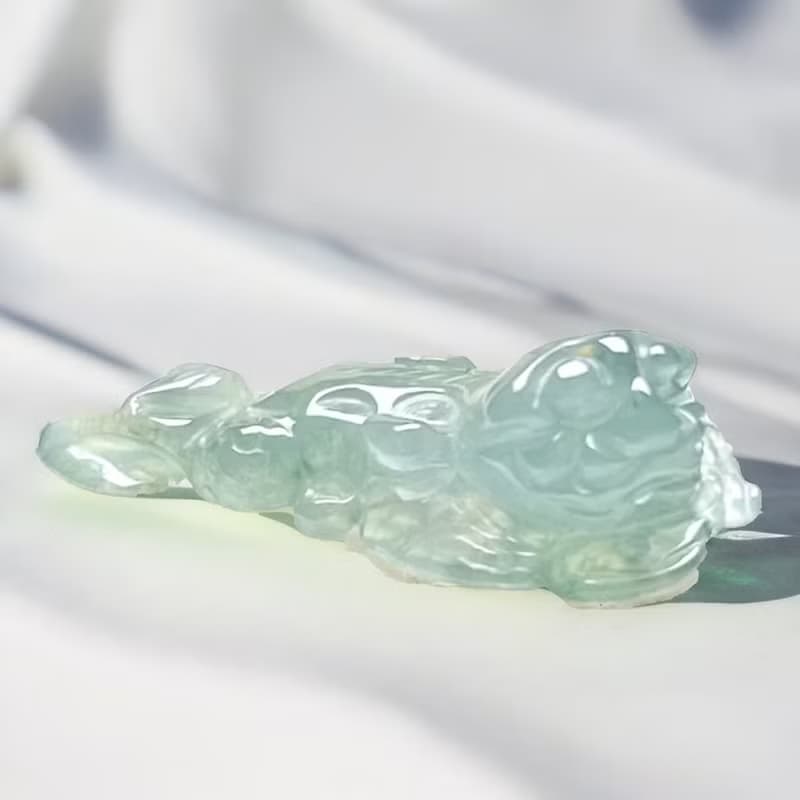 【招財神獸】冰種淡綠翡翠貔貅 | 天然緬甸玉A貨翡翠 | 送禮