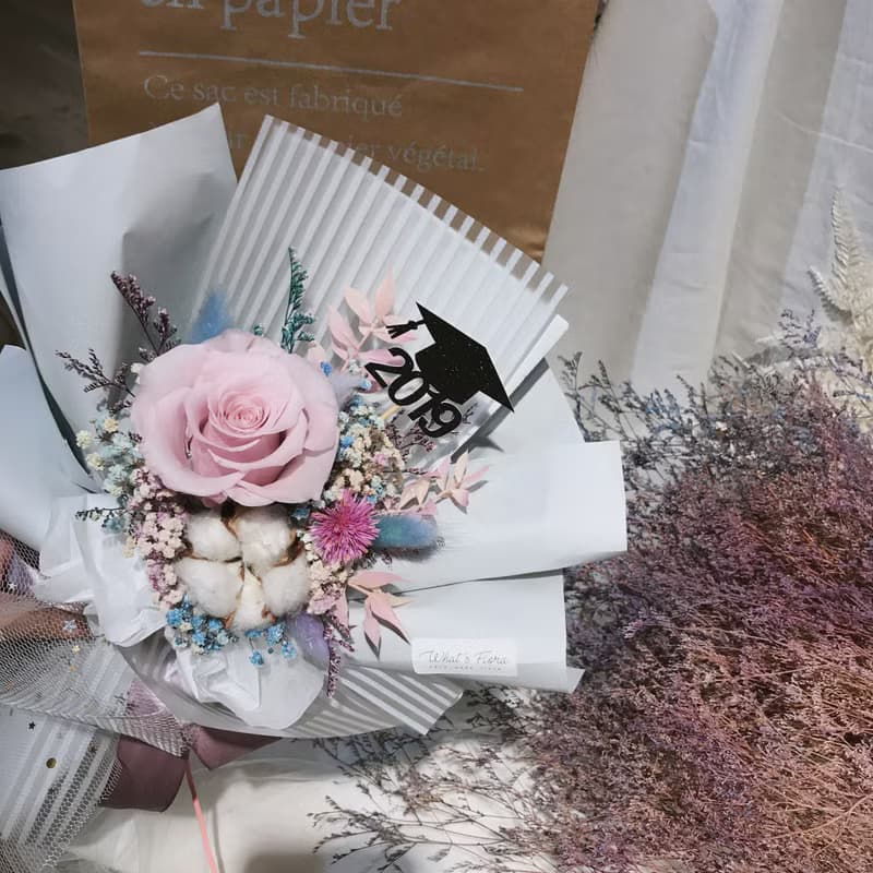 畢業花束 \棉花糖\永生花花束 畢業禮物