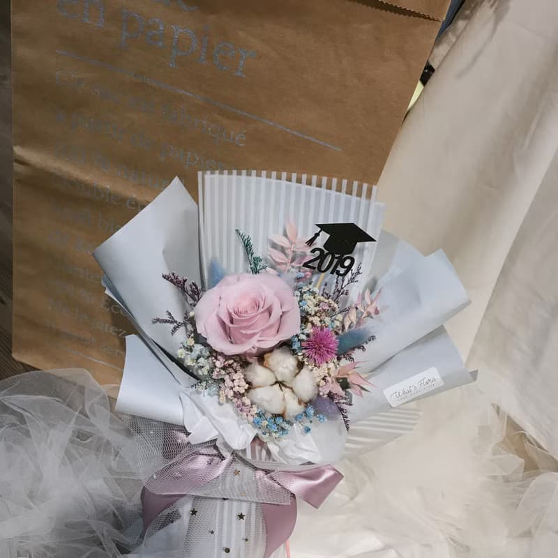 畢業花束 \棉花糖\永生花花束 畢業禮物