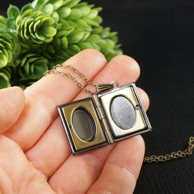 Steampunk Locket Necklace Rectangle Watch Parts Gears Pendant Necklace Jewelry
