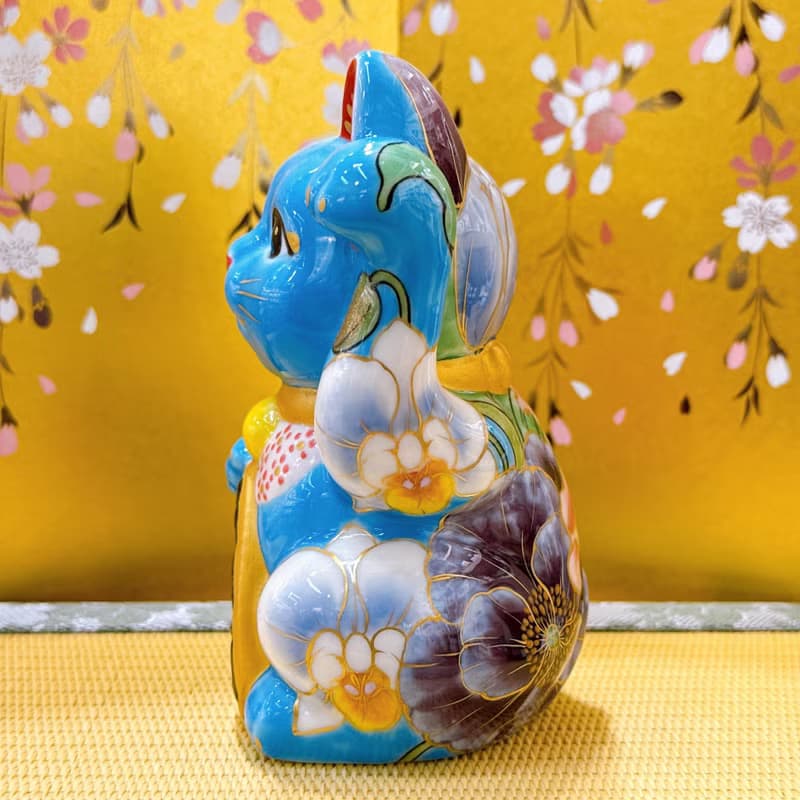 【洋花迎緣】日本清水燒招財貓 | 水色 - 洋花