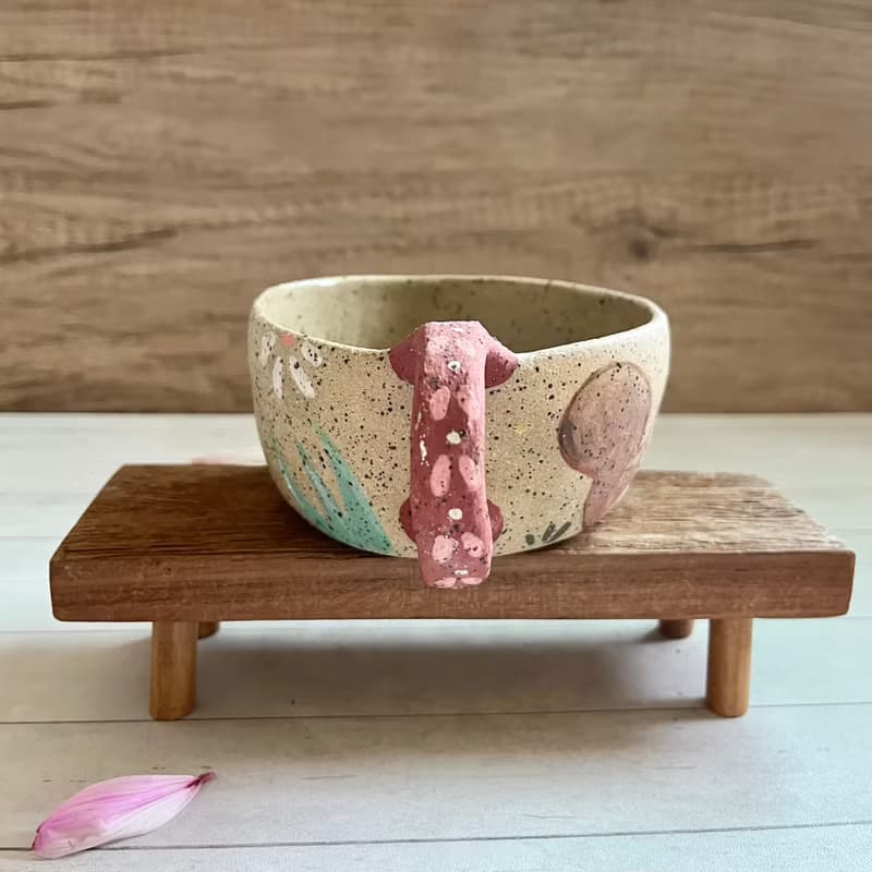 A Lu 小松鼠陶杯/禮物/手作手繪 美國進口含砂陶 原創僅此一件
