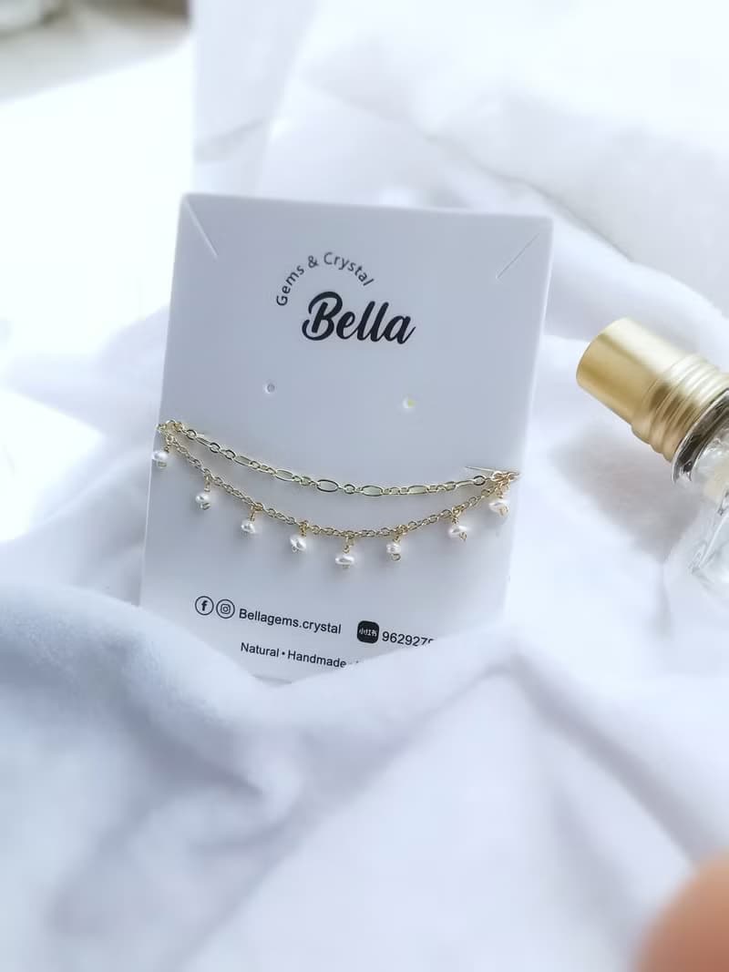 14Kgf / 925純銀天然珍珠米粒雙層手鍊