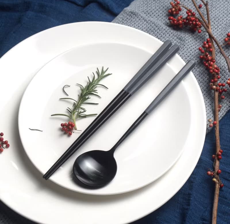 創意六角餐具組 經典黑系列 ( 霜灰色、極光紅)