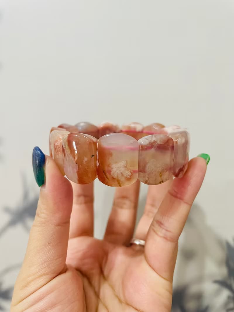 【櫻花瑪瑙精品手排】超美櫻花 水晶手排