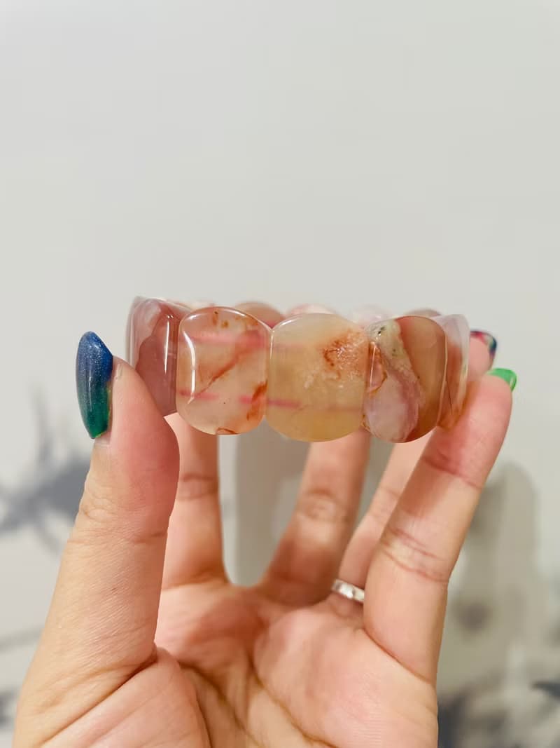 【櫻花瑪瑙精品手排】超美櫻花 水晶手排