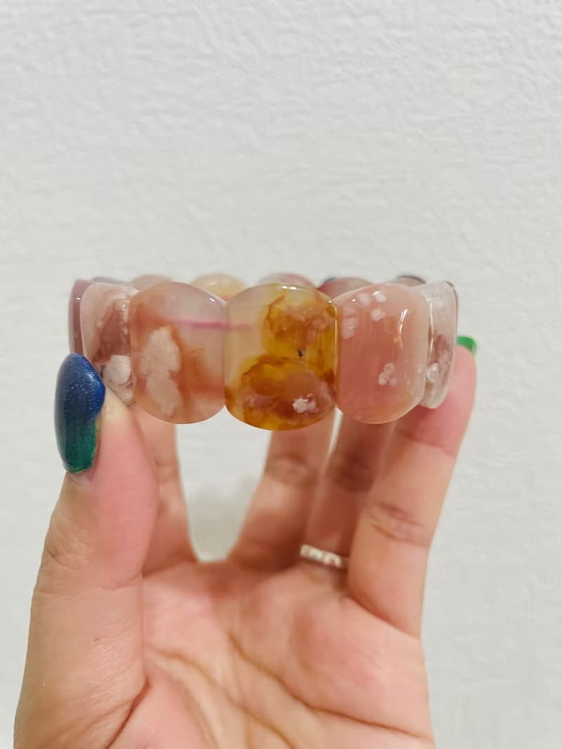 【櫻花瑪瑙精品手排】超美櫻花 水晶手排