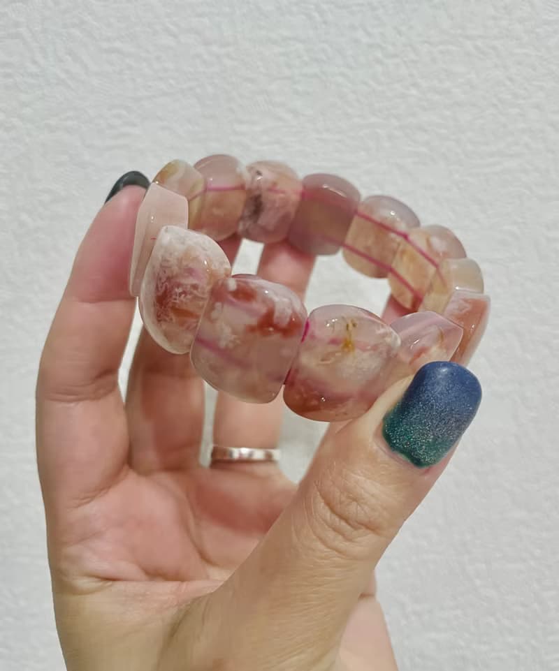 【櫻花瑪瑙精品手排】超美櫻花 水晶手排